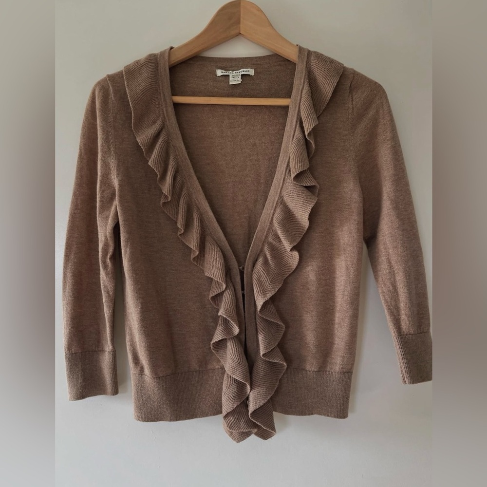 Banana Republic Brown Ruffle wool Cardigan